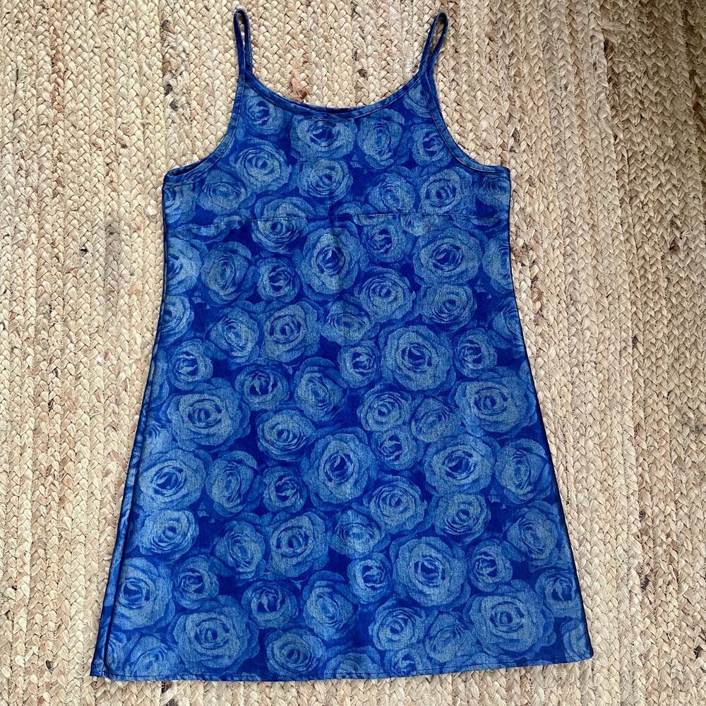 Vintage 90s floral denim mini dress